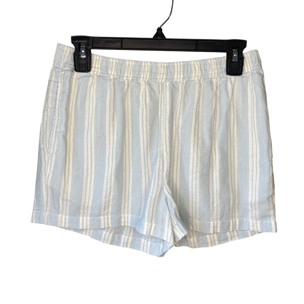 Calypso St. Barth Light Blue and Cream Striped Pull-On Shorts